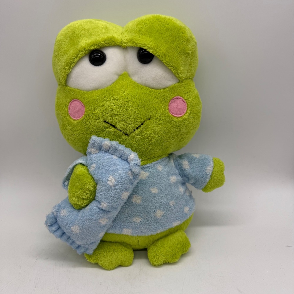 Sanrio Keroppi Plush Green Blue Pajamas Blanket Bedtime 2005 Vintage Frog Toy